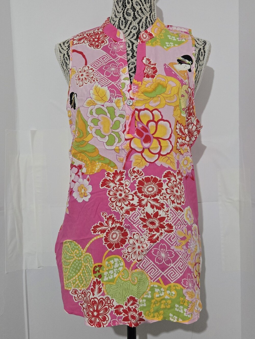 Natori Pink Floral Print Sleeveless Top